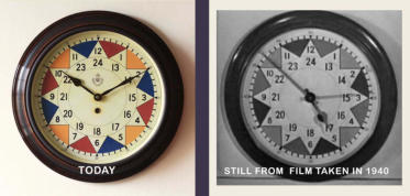 RAF Operations Room 1938 type Sector Clock Reproduction comparison with original at RAF Uxbridge